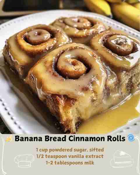 🍌 Banana Bread Cinnamon Rolls 🌀 Ingredients For the Dough: 1/2 cup (120ml) whole milk, warmed to a...