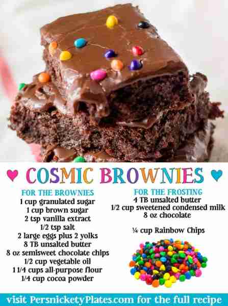 Homemade Cosmic Brownies >> Store bought! 🌠 For the Brownies 1 cup sugar 1 cup brown sugar 2 tsp va...