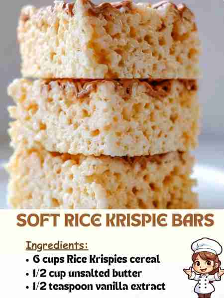 Soft Rice Krispie Bars Ingredients 6 cups Rice Krispies cereal ½ cup unsalted butter (1 stick) ½ tea...