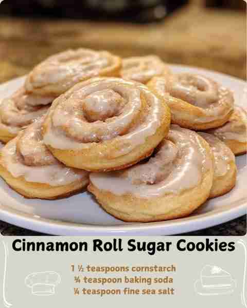 🍪 Cinnamon Roll Sugar Cookies 🌀 Ingredients For the Cookie Dough: 2 ¼ cups (270g) all-purpose flou...
