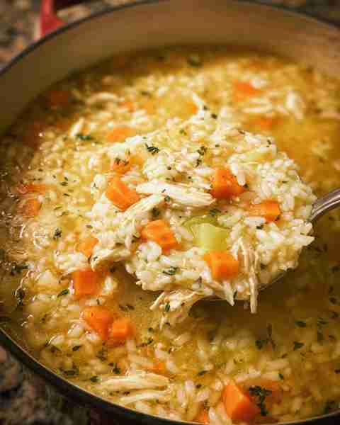 Chicken Rice Soup Ingredients: 1 tablespoon oil 1 onion, minced 3 large carrots, peeled and diced 1...