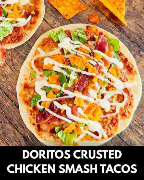 Doritos Crusted Chicken Smash Tacos are a fun twist on smash burger tacos. Flour tortillas are sprea...