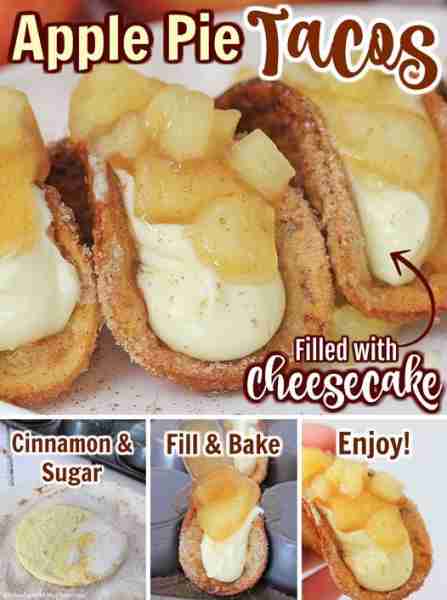 Full Recipe 👇 Apple Pie Cheesecake Tacos - Best Fall dessert you will ever make and so EASY! 🍏