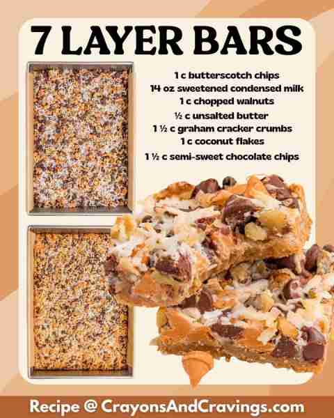 These 7 Layer Bars are impossible to resist! **INGREDIENTS** ✨ 1 cup butterscotch chips ✨ 14 oz sw...