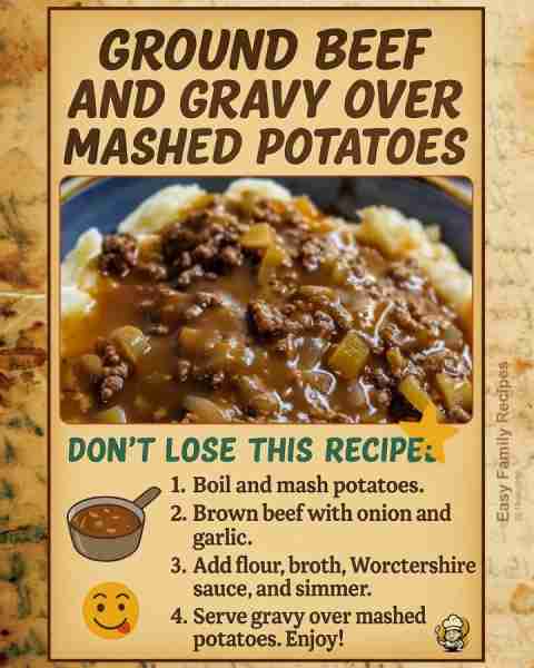 🍽️ This ground beef mashed potatoes and gravy recipe takes me straight back to the farmhouse kitchen...
