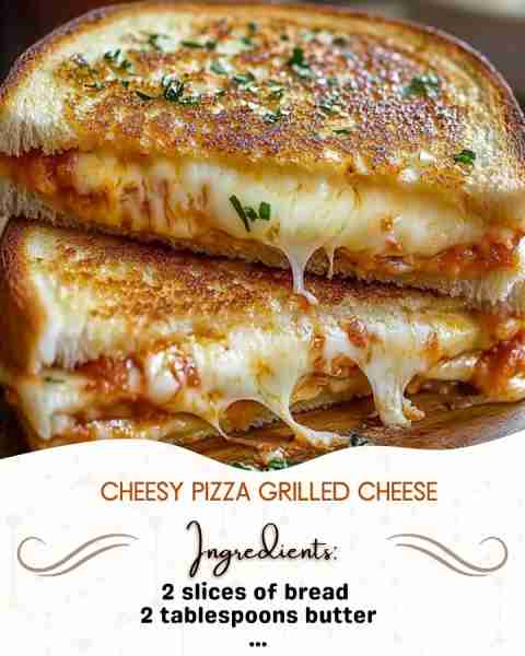 Cheesy Pizza Grilled Cheese Ingredients: 2 slices of bread (your choice) 2 tablespoons butter, softe...