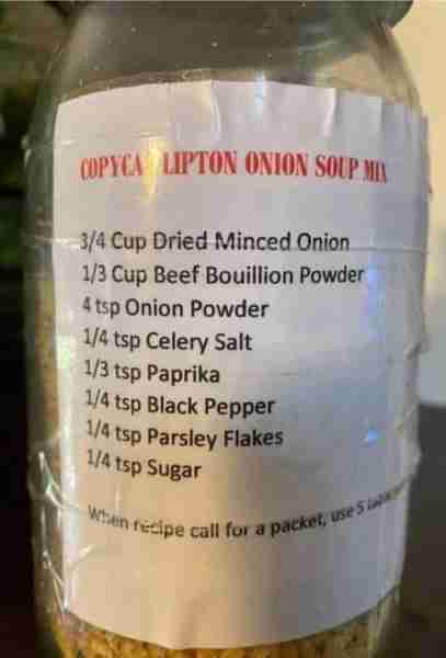 This seems pretty easy to make for a substitute to onion soup packets (which I never have on hand)....