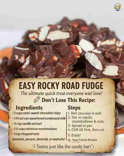 EASY ROCKY ROAD FUDGE 🔥 🤎 My kids always say this fudge “tastes like candy shop magic.” Creamy cho...