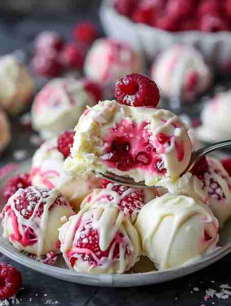 🍰 𝑹𝒂𝒔𝒑𝒃𝒆𝒓𝒓𝒚 𝑪𝒉𝒆𝒆𝒔𝒆𝒄𝒂𝒌𝒆 𝑻𝒓𝒖𝒇𝒇𝒍𝒆𝒔 🍓 Ingredients: For the Cheesecake Filling: 8 oz cream cheese, soft...