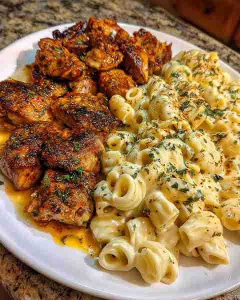 Garlic Butter Cajun Chicken with Rigatoni in Velveeta Cream Sauce Ingredients: 1 lb rigatoni pasta 2...