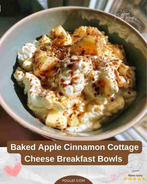 Baked Apple Cinnamon Cottage Cheese Breakfast Bowls 🍏🍯 Ingredients: 1 cup cottage cheese 2 large e...