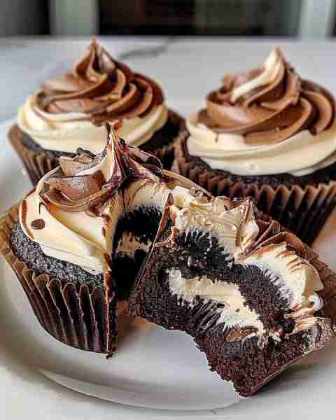 Chocolate Coffee Cream Cupcakes Ingredients For the Chocolate Cupcakes: 1 cup (125g) all-purpose flo...