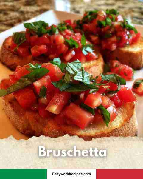 🍅 Bruschetta Toasted bread topped with juicy tomatoes, garlic & basil. What u need: – Baguette – Fr...