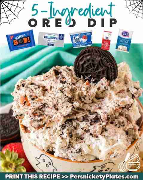 Halloween Oreo Dip - only 5 ingredients! 👻🎃 -- Halloween Oreos -- Cream Cheese -- Cool Whip/Whippe...