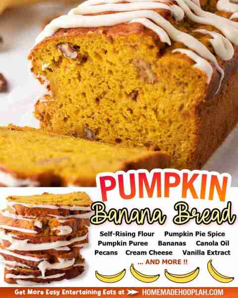 Pumpkin Banana Bread! 🎃🍌 ⭐RECIPE IN COMMENTS⭐ tap photo to see 📷