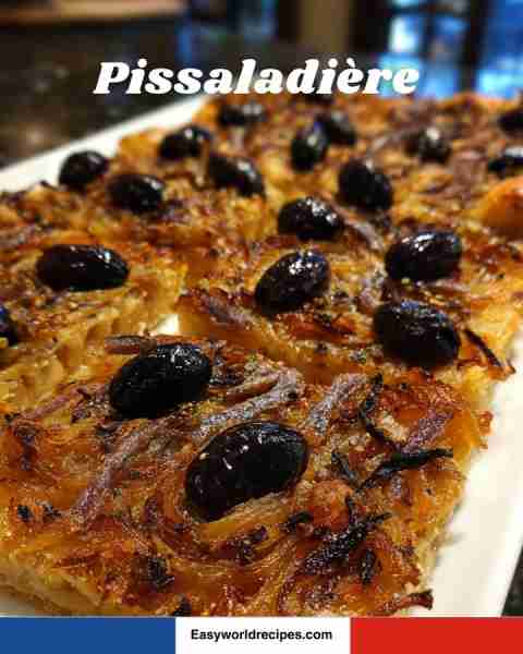 🍕🇫🇷 Pissaladière A savory tart from Nice topped with caramelized onions, anchovies, and black olive...