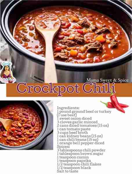 It’s Chili Season! Delicious Crockpot Chili Recipe So comforting soup in this cold weather! Ingredi...