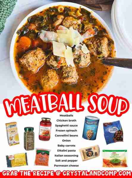 ⭐ MEATBALL SOUP RECIPE This simple soup recipe uses common ingredients and comes together fast! RE...