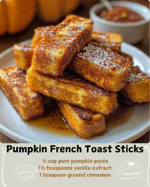 🍁 Pumpkin French Toast Sticks 🍯 Ingredients For the Toast: 1 loaf (about 12 oz) of slightly stale...