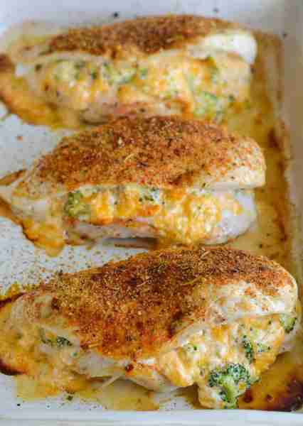 These Broccoli and Cheese Stuffed Chicken Breasts are a quick and easy keto dinner that are around 2...
