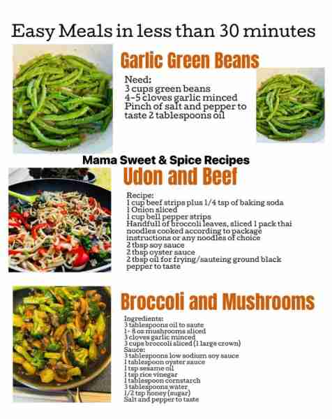 Easy Meals in 30 Minutes! ———- Garlic Green Beans Stir Fry Freshly picked green beans from my garde...