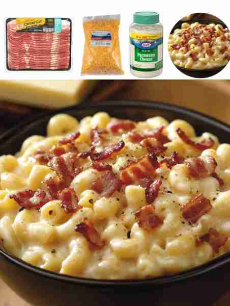 Smoky Bacon Mac and Cheese with Gouda Ingredients: - 1 lb macaroni - 6 slices of bacon, chopped - 4...