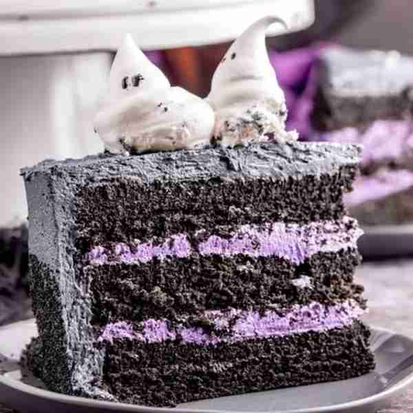 Our Incredible Halloween Cake! 🎃💜 Festive & Fun! All jaws drop to the floor & Yummy! RECIPE BELOW!