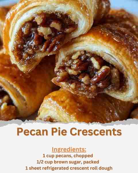 Pecan Pie Crescents Ingredients: - 1 cup pecans, chopped - 1/2 cup brown sugar, packed - 1/4 cup uns...