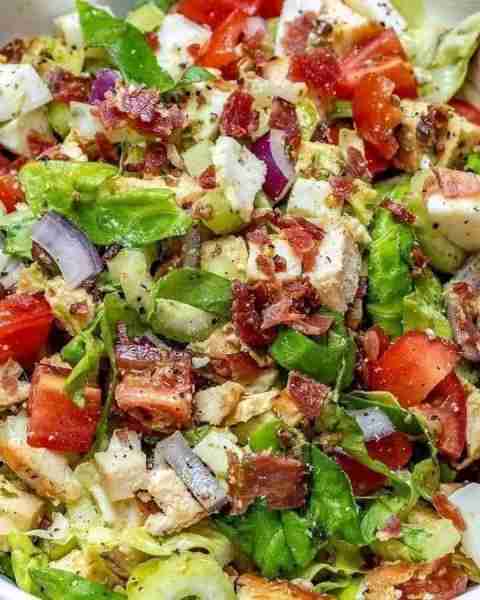 High Protein Chopped Salad with Fresh Pesto