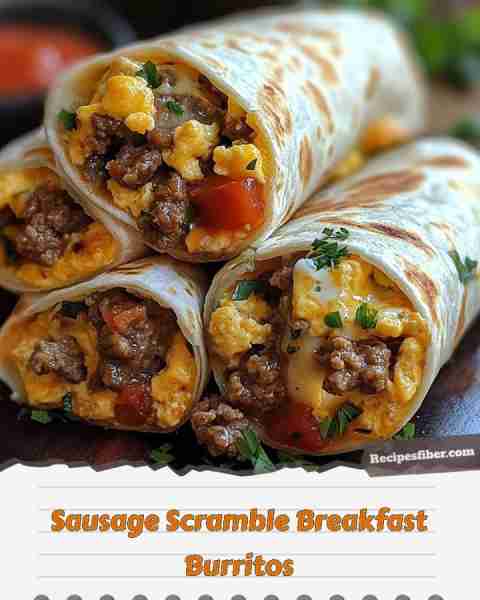 Sausage Scramble Breakfast Burritos 🌯🍳🌶️🧀 Delicious burritos packed with savory flavors! 📋 Ingre...