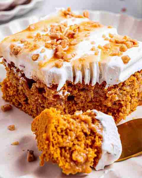 🎃 The legendary Better Than Anything Pumpkin Cake! 🎃 Moist pumpkin-spiced cake soaked with sweeten...