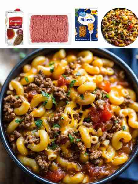 Classic American Goulash Ingredients: - 1 lb ground beef - 1 small onion, diced - 2 cloves garlic, m...