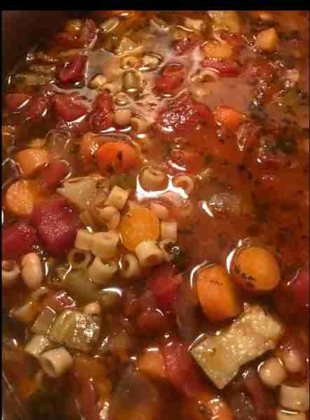 Pasta fagioli without meat , made it last night , 1 cup onion 1 cup celery chopped 1 cup carrots cho...
