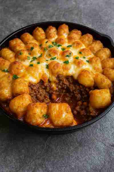 Sloppy Joe Tater Tot Casserole Ultimate comfort food mashup with tangy beef, melted cheese, and cris...