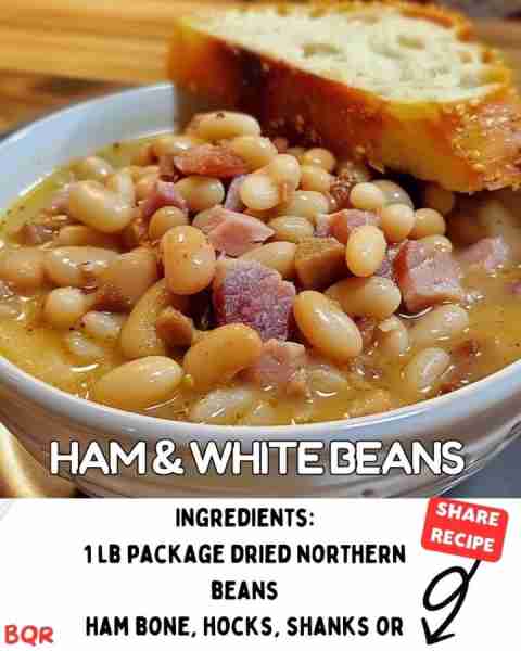 𝐖𝐎𝐔𝐋𝐃 𝐘𝐎𝐔 𝐄𝐀𝐓 𝐓𝐇𝐈𝐒 𝐁𝐄𝐀𝐍 𝐀𝐍𝐃 𝐇𝐀𝐌 𝐇𝐎𝐂𝐊 𝐒𝐎𝐔𝐏 ? Ingredients: A medium package. Of dried Northern beans,...