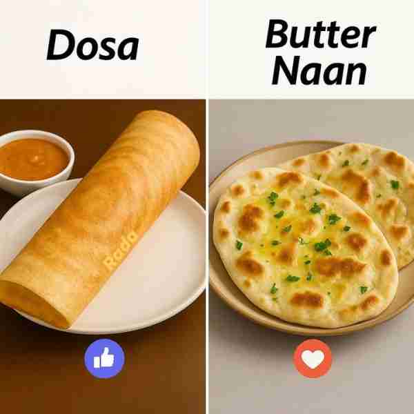 🥞🌿 Dosa Dosa is a thin, crispy South Indian crepe made from fermented rice and lentil batter. Gold...