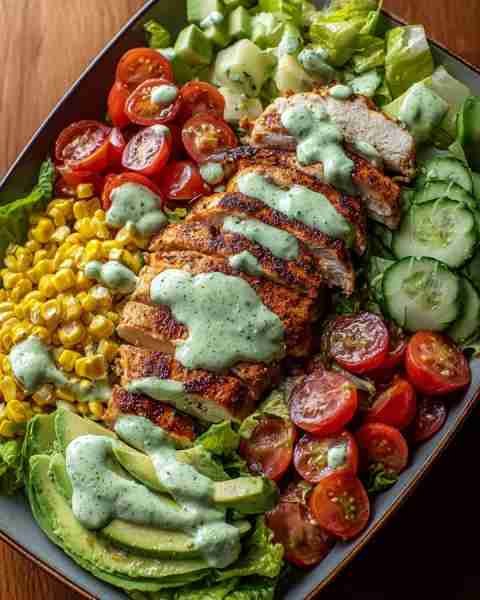🥗 Grilled Chicken Salad Bowl with Green Herb Dressing 🥑🍗 Prep Time: 20 minutes Cook Time: 15 minu...