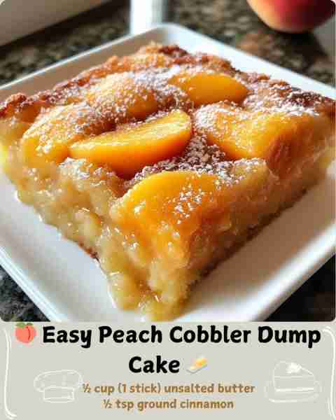 🍑 Easy Peach Cobbler Dump Cake 🧈 Ingredients 2 (16 oz) cans sliced peaches in heavy syrup 1 (15.25...