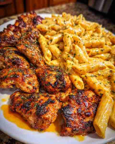 Cajun Garlic Cream Penne with Velveeta Chicken Ingredients: 1 lb penne pasta 2 large chicken breasts...
