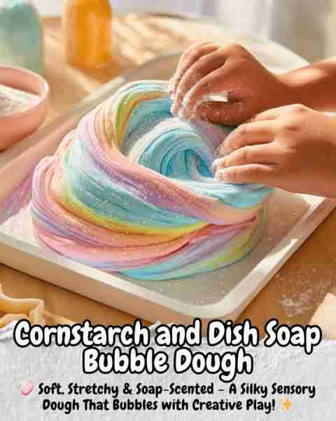 Cornstarch and Dish Soap Bubble Dough 🛒 Ingredients (Makes 1 small batch): - 1 cup cornstarch - ½ c...