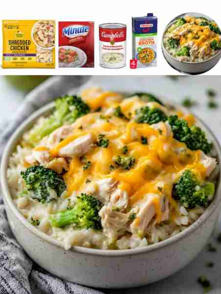Chicken and Broccoli Rice Casserole Ingredients: - 2 cups cooked chicken, shredded - 1 cup broccoli...