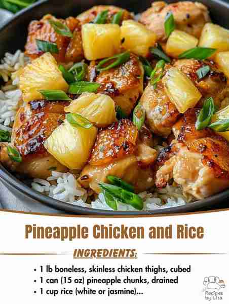 🍍🍗 Pineapple Chicken and Rice – Sweet, Savory & So Satisfying! 🍚✨ 🛒 Ingredients: • 2 tbsp olive...