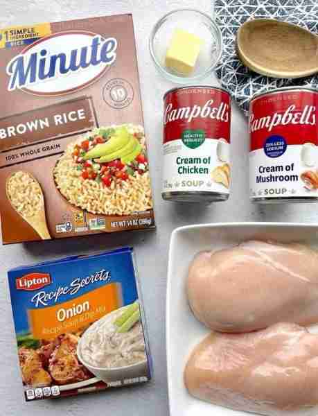 Lazy Day Creamy Chicken & Rice Casserole Ingredients 1½ pounds boneless skinless chicken breasts 2 c...