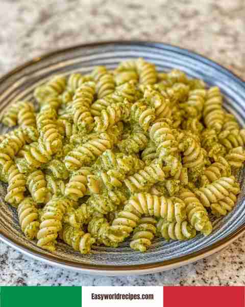 🍝 Fusilli al Pesto Fusilli al Pesto is a vibrant Italian pasta dish featuring spiral-shaped pasta t...
