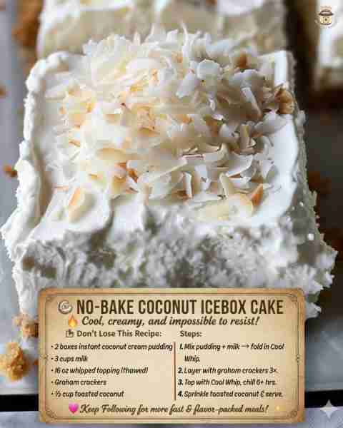 🥥 My grandma always had an icebox cake chilling in the fridge, and this coconut one is pure heaven!...