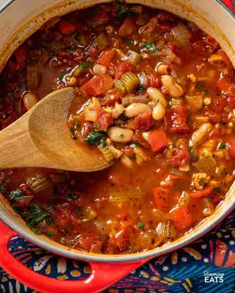 Chicken, Tomato and White Bean Soup – this hearty flavoursome soup is a complete meal in a bowl that...