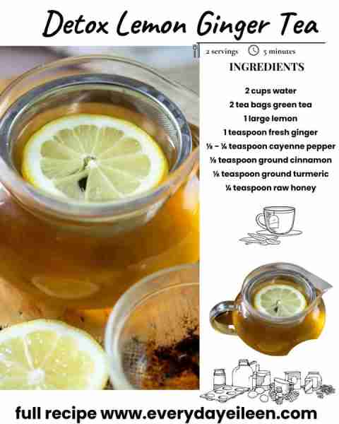 I enjoy this Detox Lemon Ginger Green Tea just about every morning! Recipe link in comments