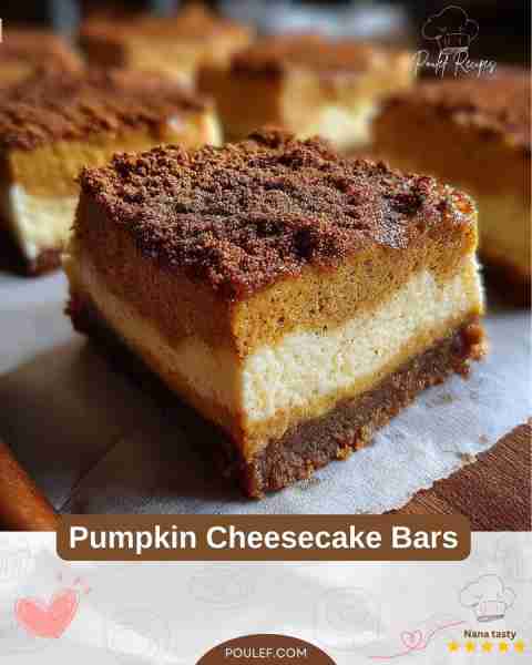 Cozy fall treat 🎃🍰 Pumpkin Cheesecake Bars Ingredients: 200 g pumpkin purée 150 g cream cheese 80...