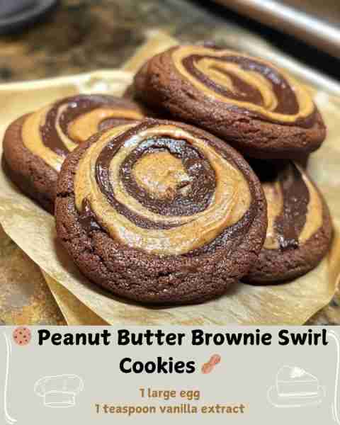 🍪 Peanut Butter Brownie Swirl Cookies 🥜 Ingredients For the Brownie Cookie Base ½ cup (115 g) unsa...