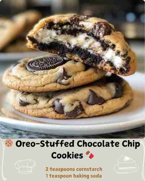 🍪 Oreo-Stuffed Chocolate Chip Cookies 🍫 Ingredients For the Cookie Dough 1 cup (226 g) unsalted bu...